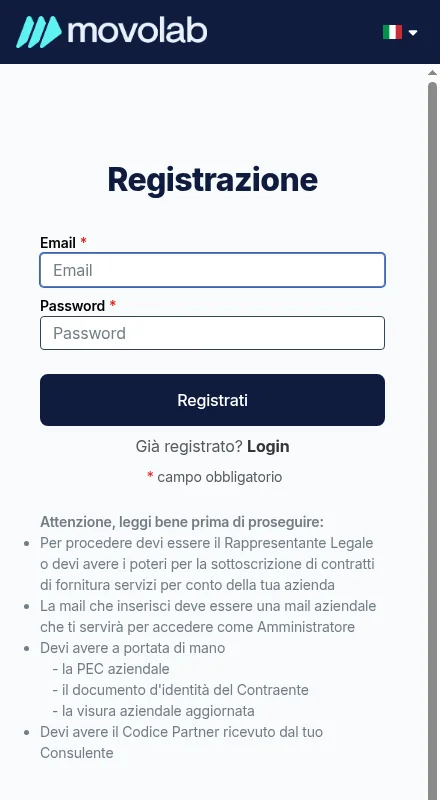 La registrazione a Movolab dal telefono